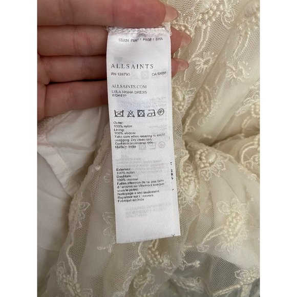 AllSaints Lula Nisha Sheer Embroidered Dress Size 2 - Picture 11 of 12
